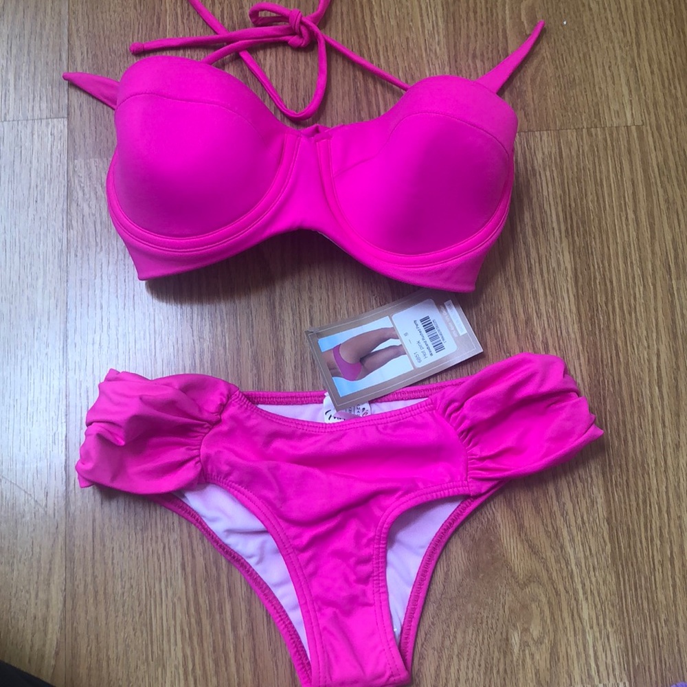 Hot pink bikini removable straps, small